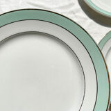 6 assiettes plates badonviller en faïence blanche verte dorée