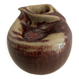 Vase soliflore français Lucette Pillet en grès rouge sang de boeuf, 1980