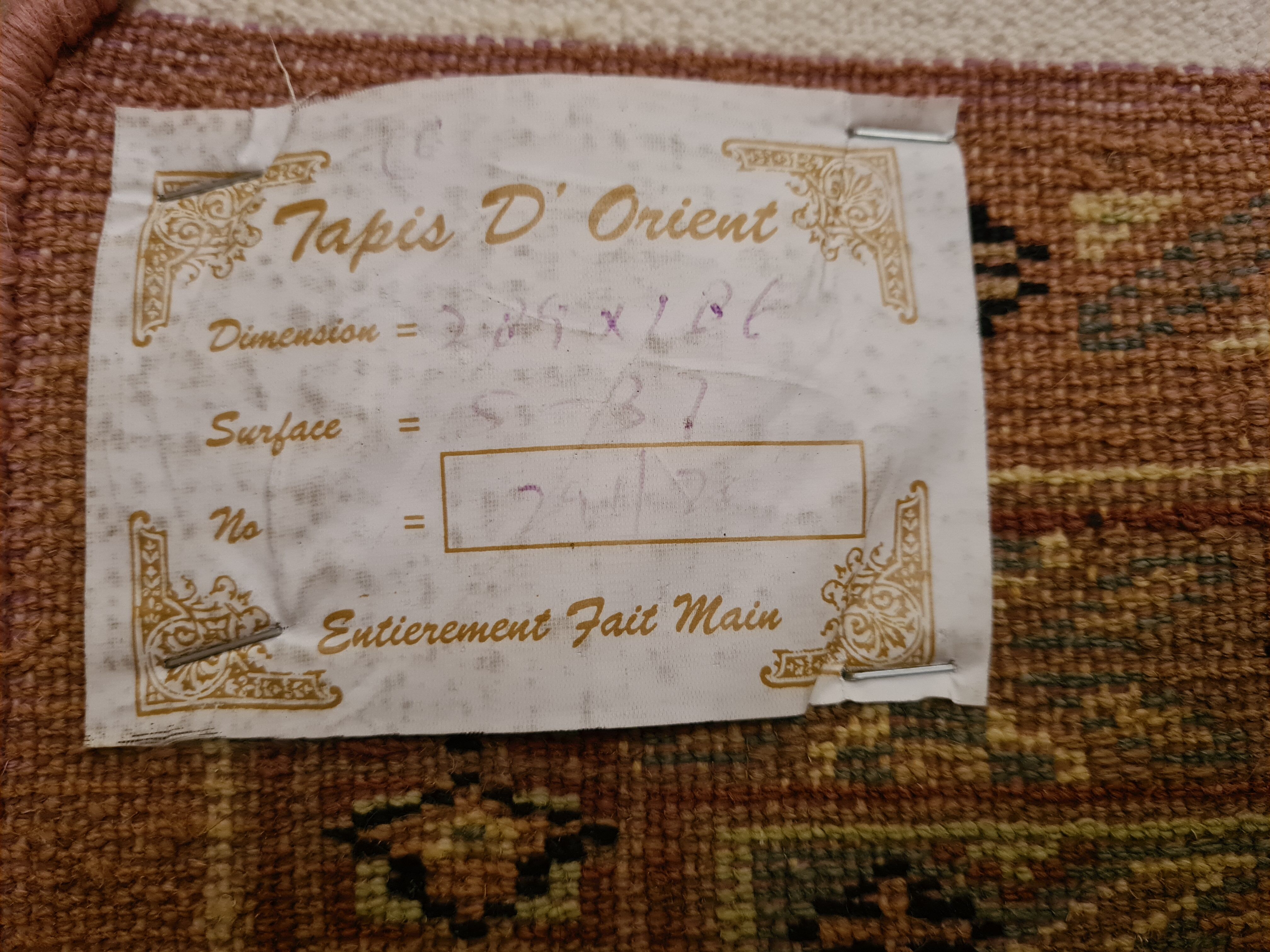Handmade pink oriental carpet