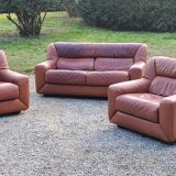 Pair of armchairs and De Sede sofa in cognac leather from the 70s/80s