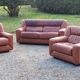 Paire de fauteuils et canapé De Sede en cuir cognac des années 70/80