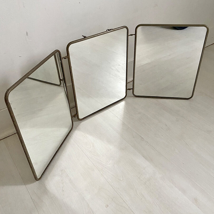 Old barber's triptych mirror 30 X 24 cm