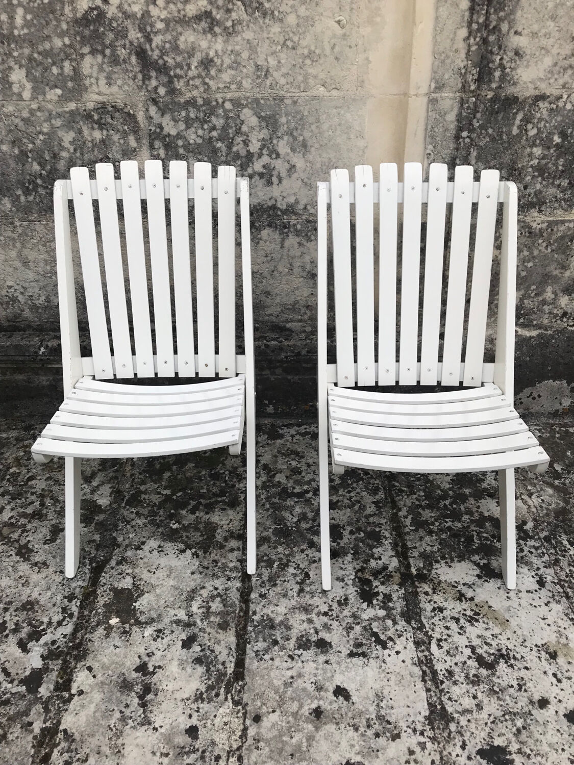 Pair of vintage folding “scissor” armchairs 1950