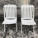 Pair of vintage folding “scissor” armchairs 1950