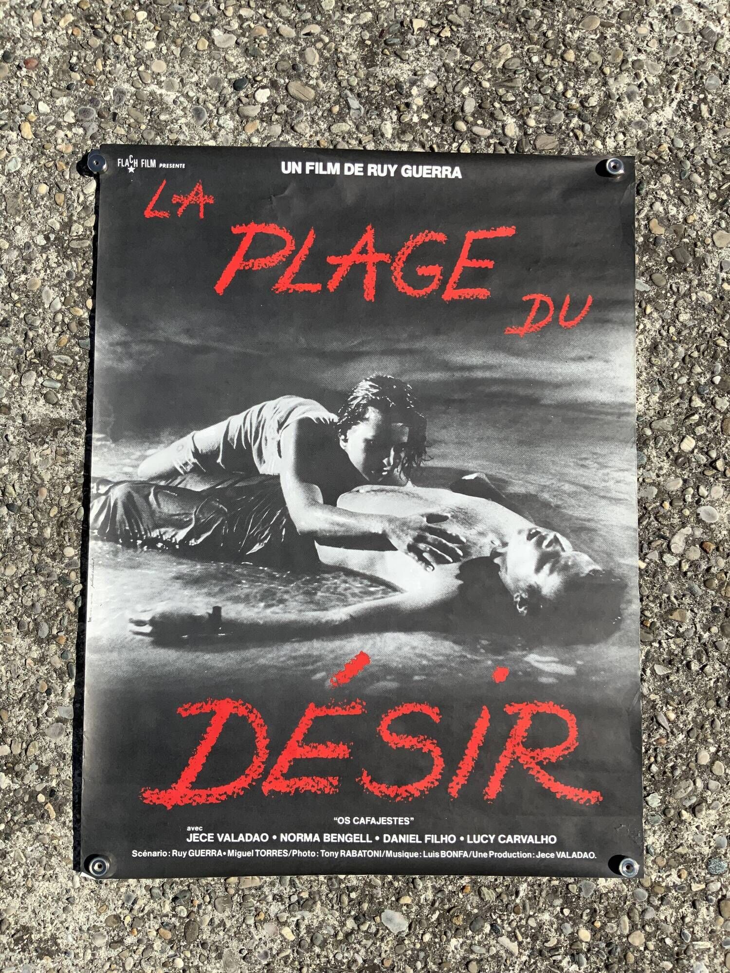 Old movie poster the beach of desire vintage cinema