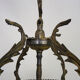 Old chandelier in bronze or silver brass, 4 lights, crystal grapevines. Year 60 70