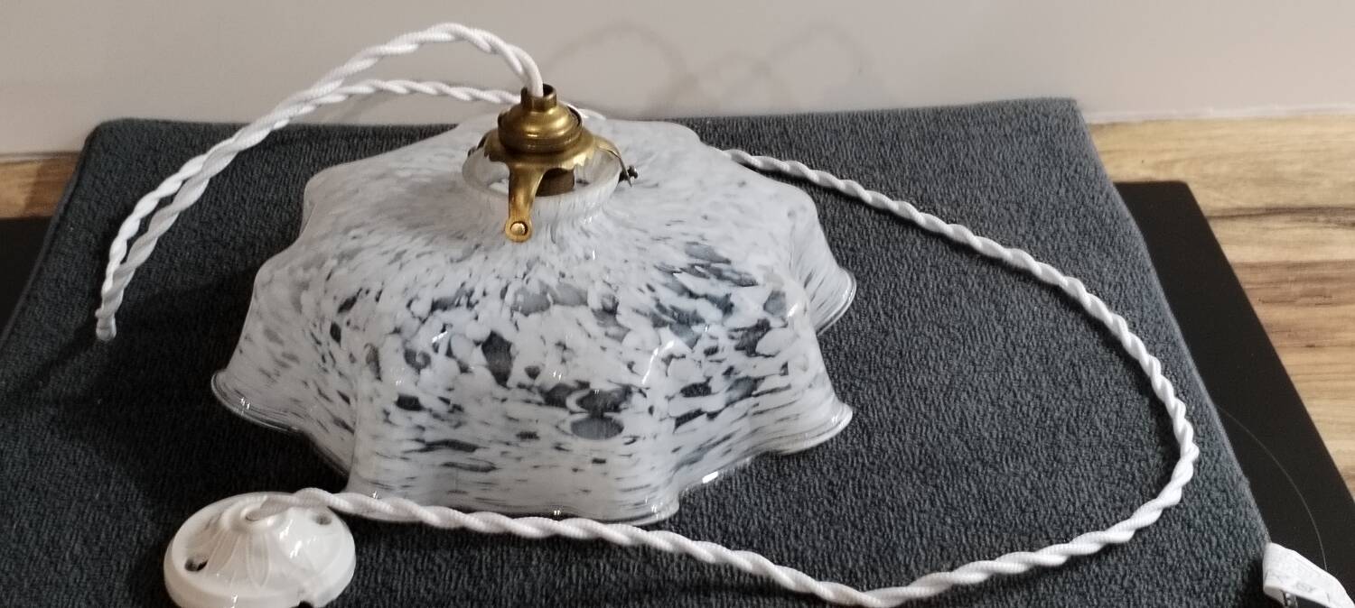 Clichy white glass portable lamp