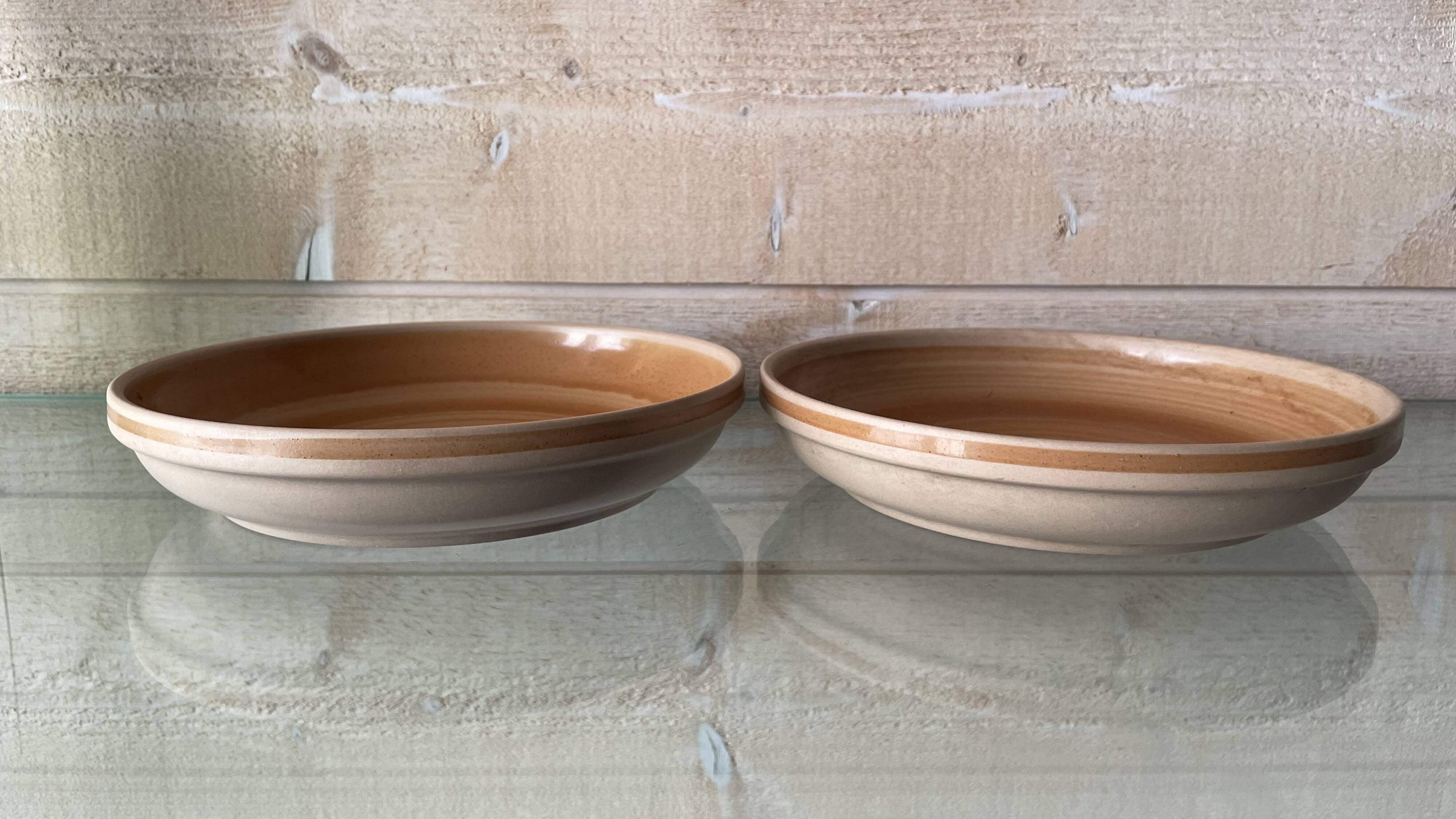 Set of 2 Sarreguemines stoneware soup plates