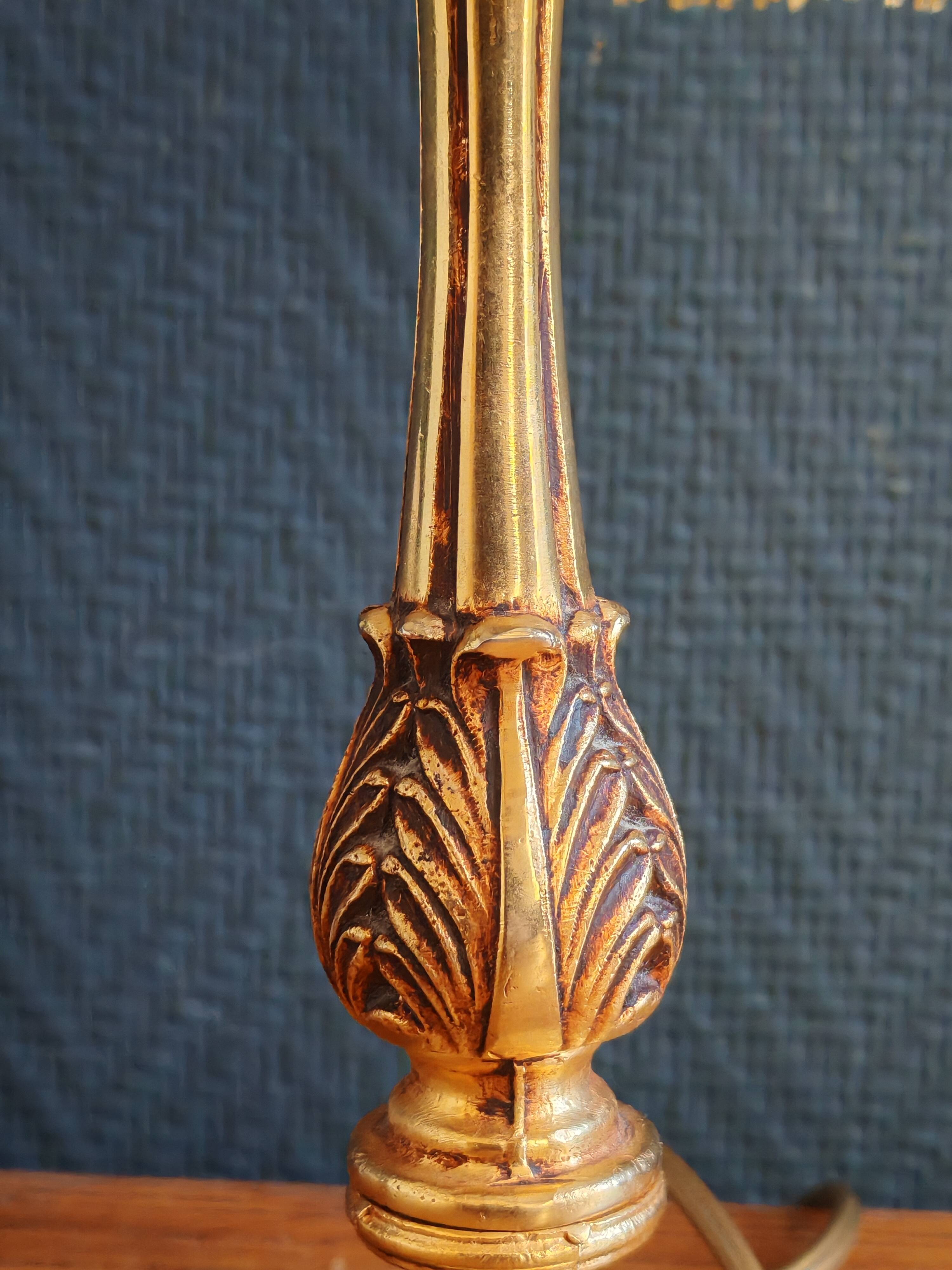 Vintage Gold Brass Table Lamp – Pleated Umbrella Style Lampshade