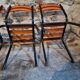 Set of 4 French industrial school chairs from the 1960s – Stackable chairs with metal slats.