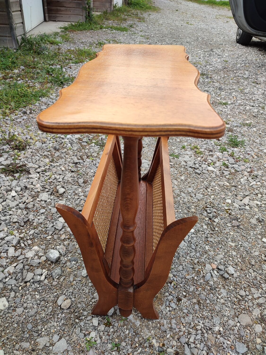 Vintage wicker wood magazine holder