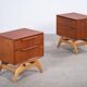 Teak Bedside Tables with Oak Frame, Denmark, 1960s, Set of 2
