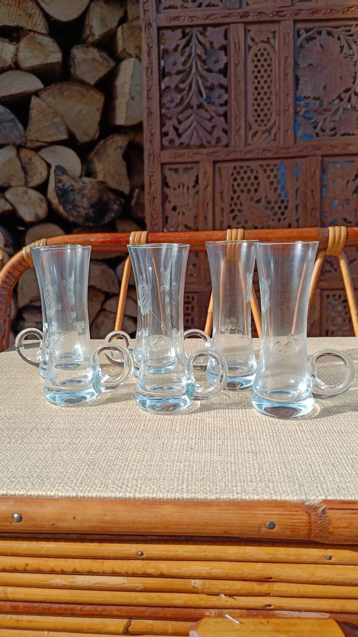 Six verres à shot en cristal gravé