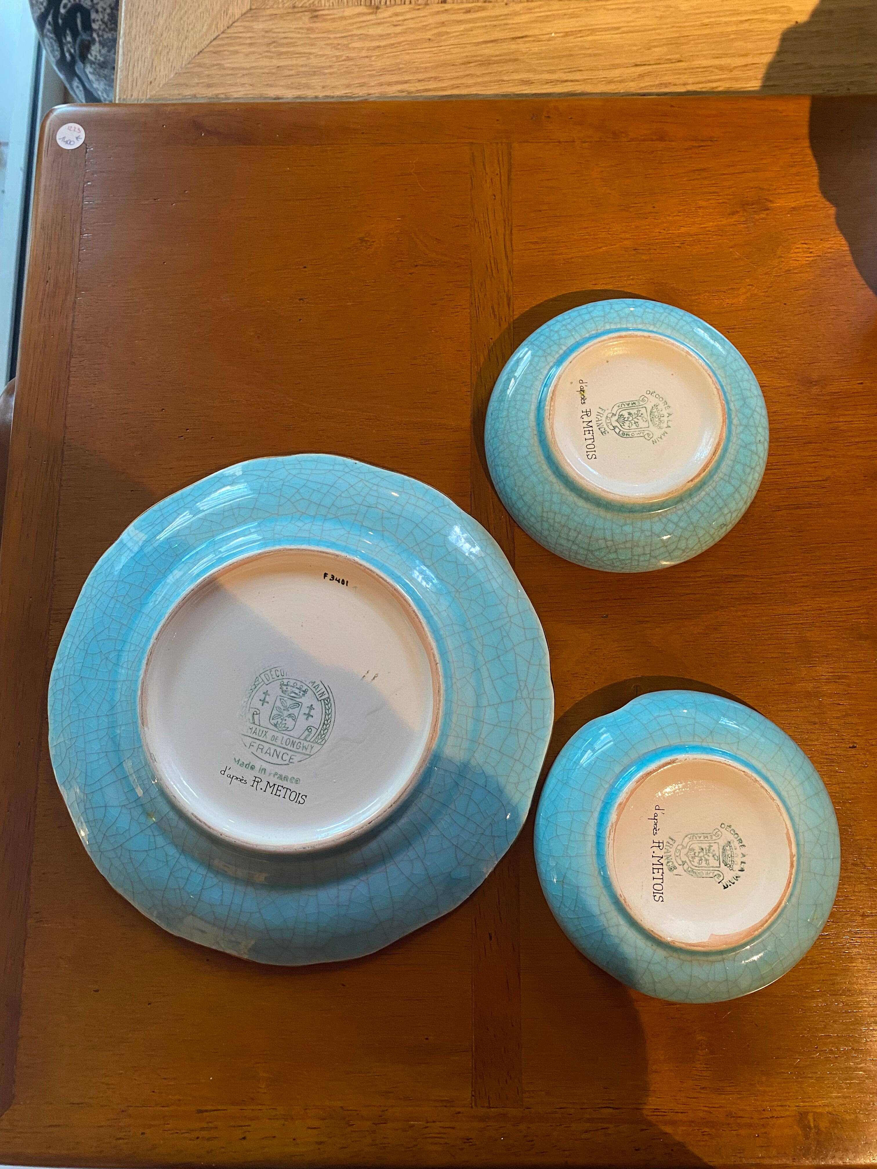Faience de Longwy plate trio