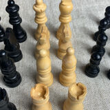 Carved wooden chess set