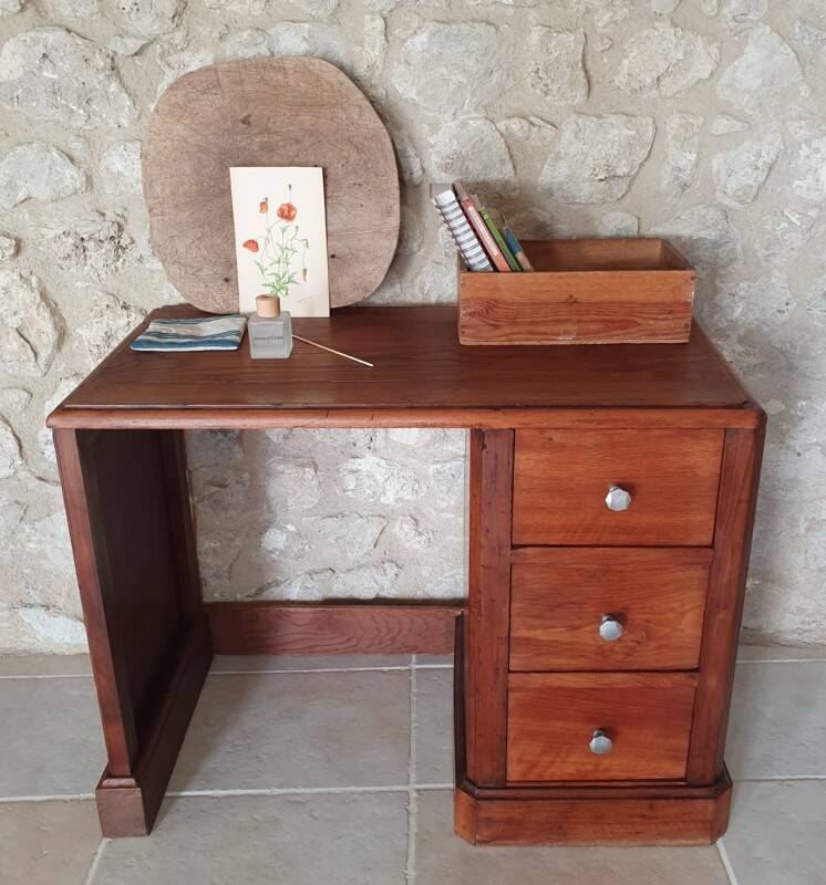 Bureau en chêne et noyer