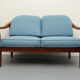 1960s 2-seater sofa in cherrywood middle blue, Wilhelm Knoll