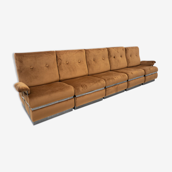 Mid century modular sofa in brown velvet