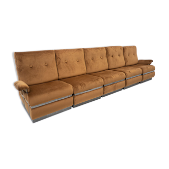 Mid century modular sofa in brown velvet