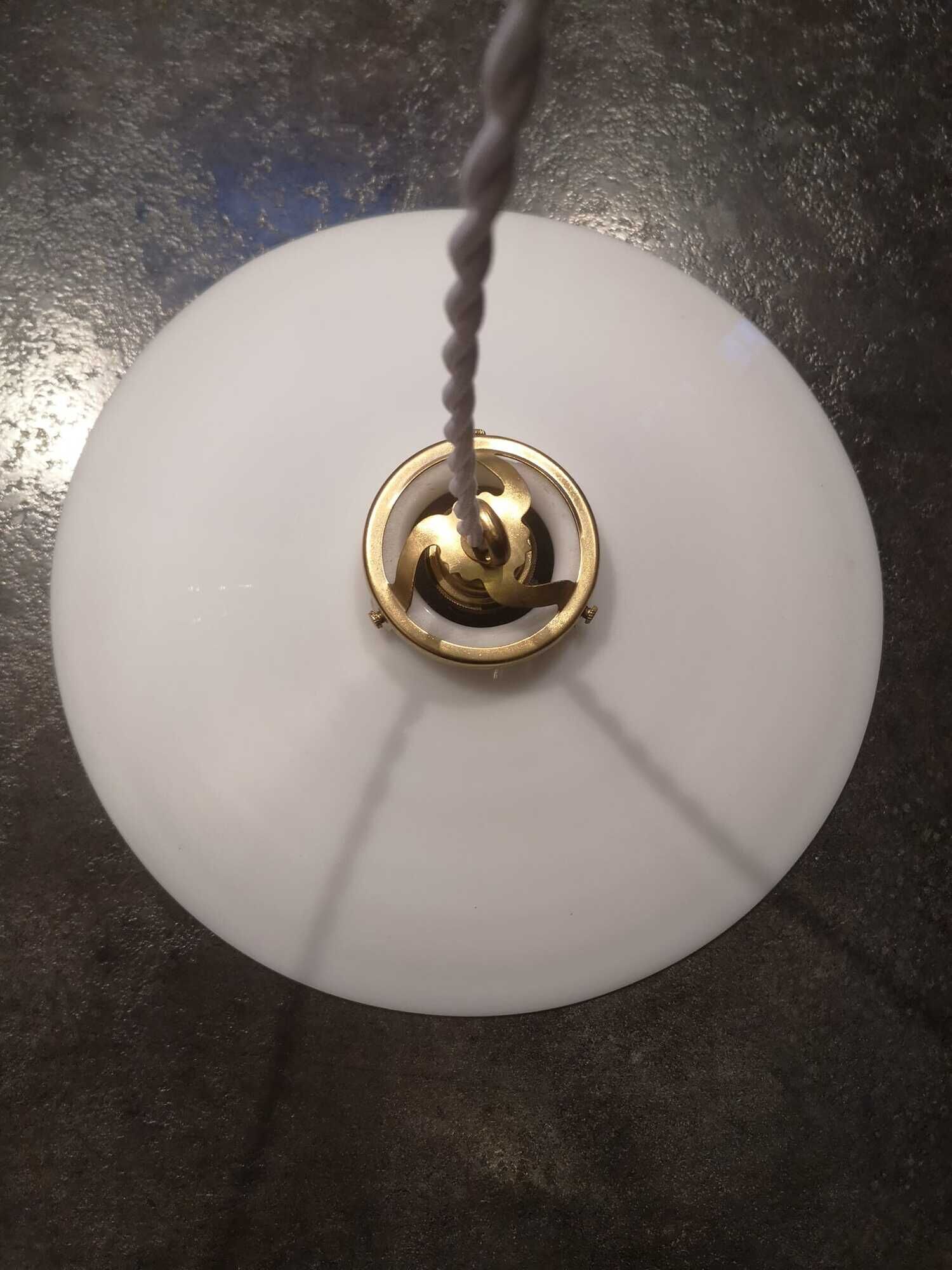 Antique opaline suspension white smooth spirit Art Deco 1930 TBE ø 25 cm