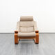 Lounge armchair with footrest, Scandinavian design, Kroken model, leather