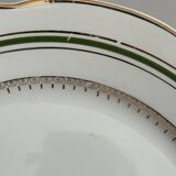 5 Vendôme, Digoin and Sarreguemines plates, real opaque France, green and gold decoration.