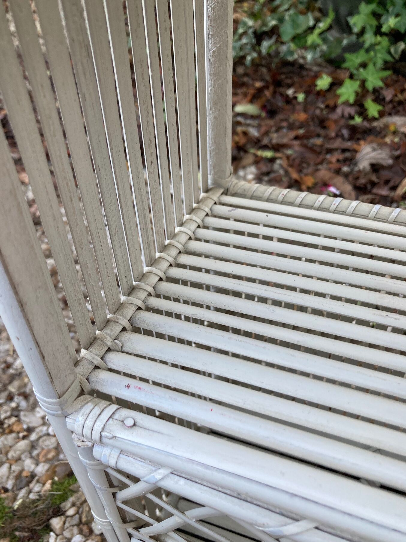 Vintage white rattan wall shelf