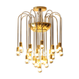 Tubular chrome and brass waterfall chandelier, Italy 1970s.