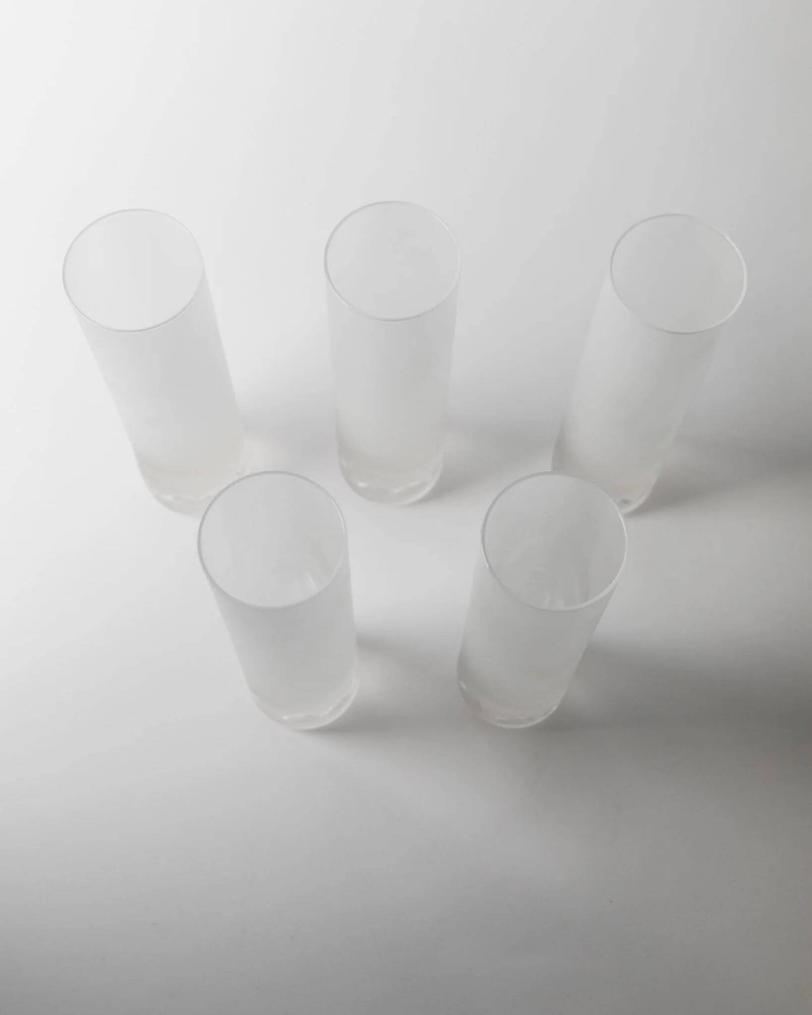 Vintage set of 5 Murano drinking glasses - ice effect with bubble details, heavy quality - Italian design from the 1970s - long drink glasses, gift idea.
