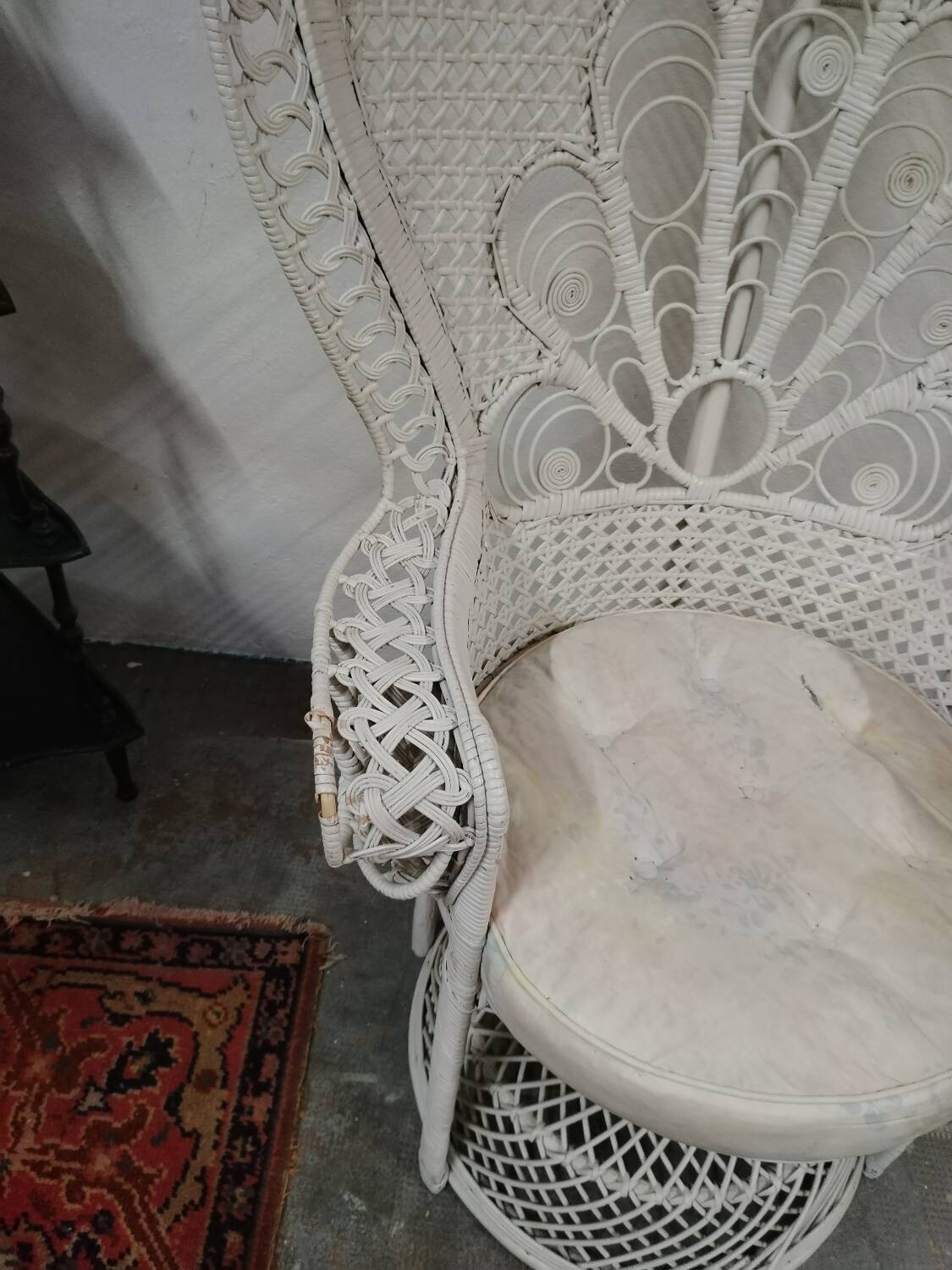 White wicker armchair
