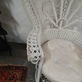 White wicker armchair