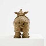 Valérie Courtet rhinoceros sculpture in glazed sandstone circa 2010