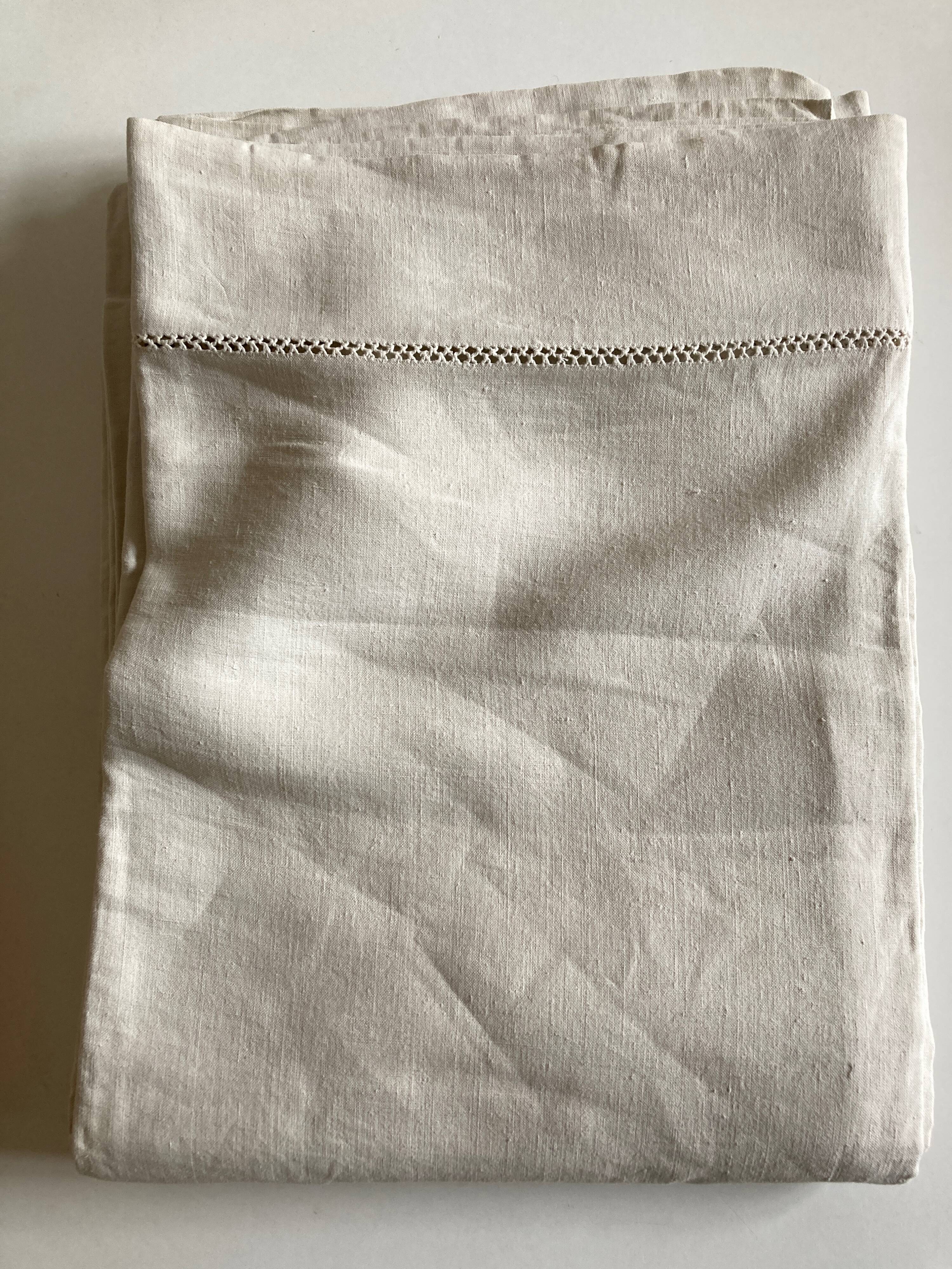 Country sheet linen canvas 19th without monogram L240cm