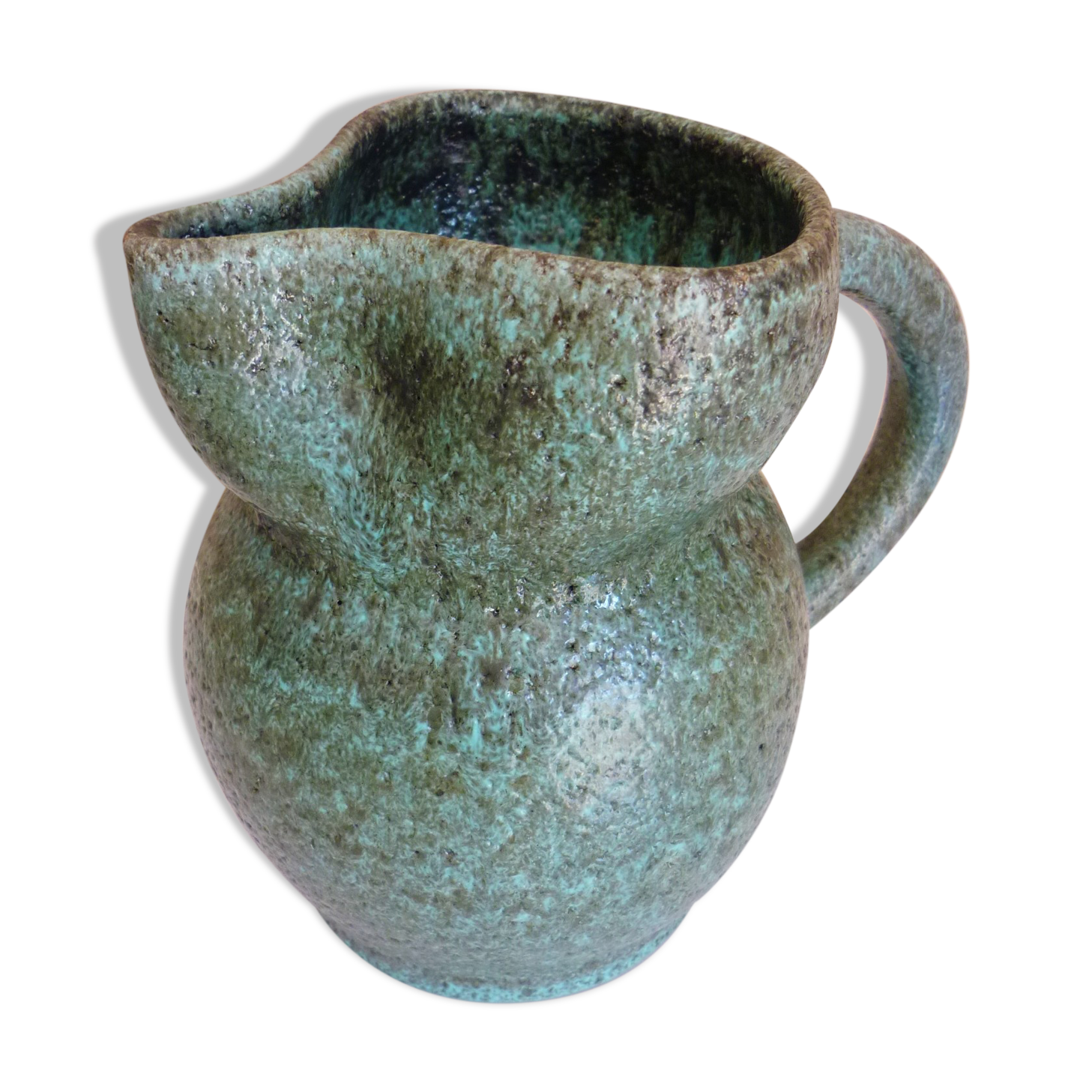 Zoomorphic pitcher in fat lava ceramic, signed Accolay, 1960s/1970s