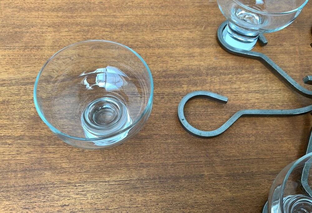 Mid-century metal and glass candle holder suspension from Denmark, 1960s.