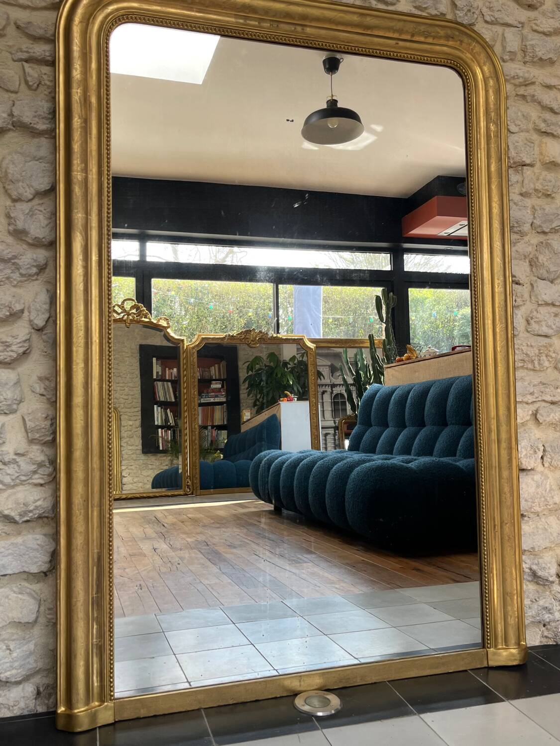 Antique Louis-Philippe mirror 151.5cm/104.5cm gilded with gold leaf