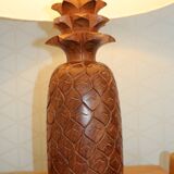 Lampe bois ananas avec abat-jour tissu 650mm
