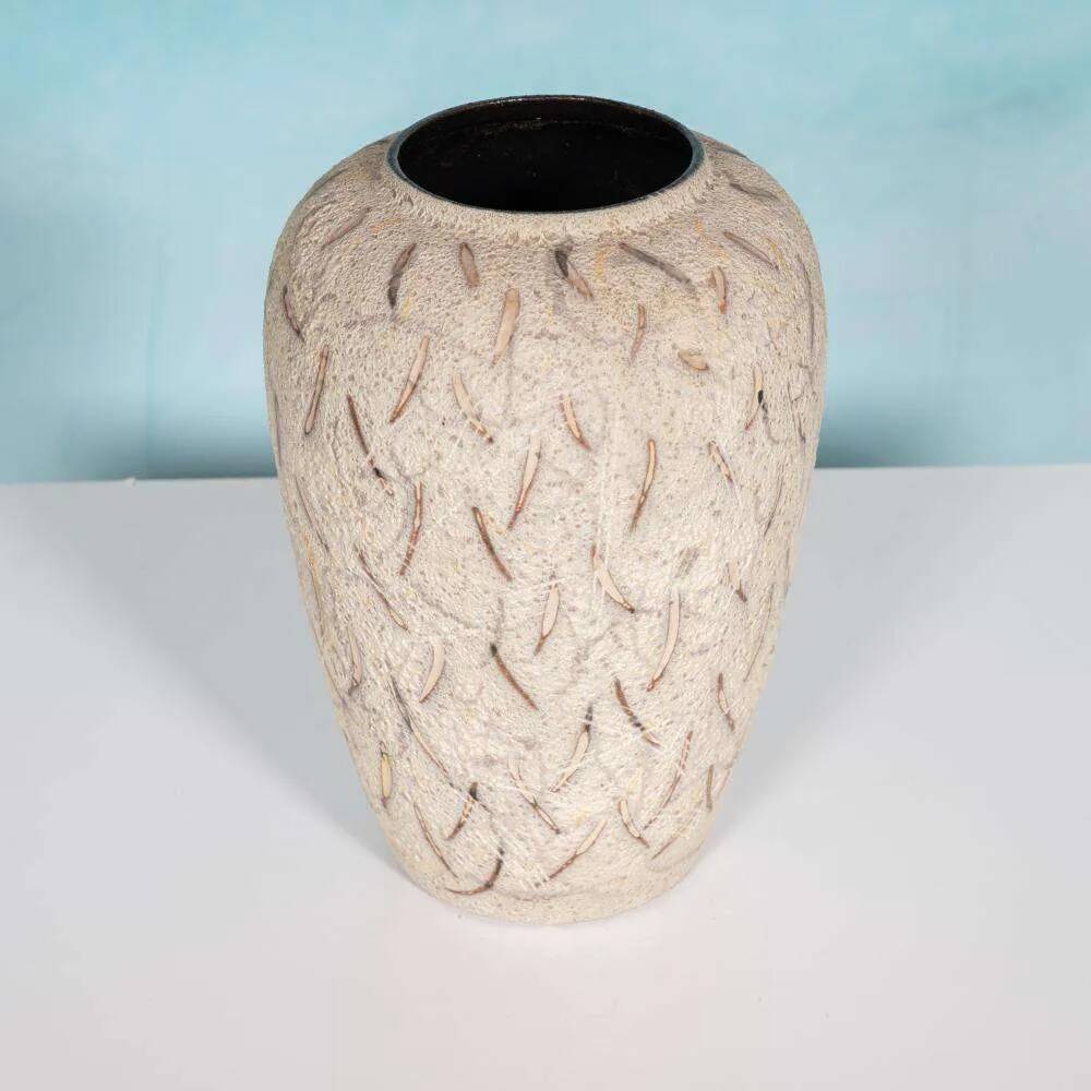 Vintage ceramic vase with glossy lava glaze, foreign vase from the 1960s.