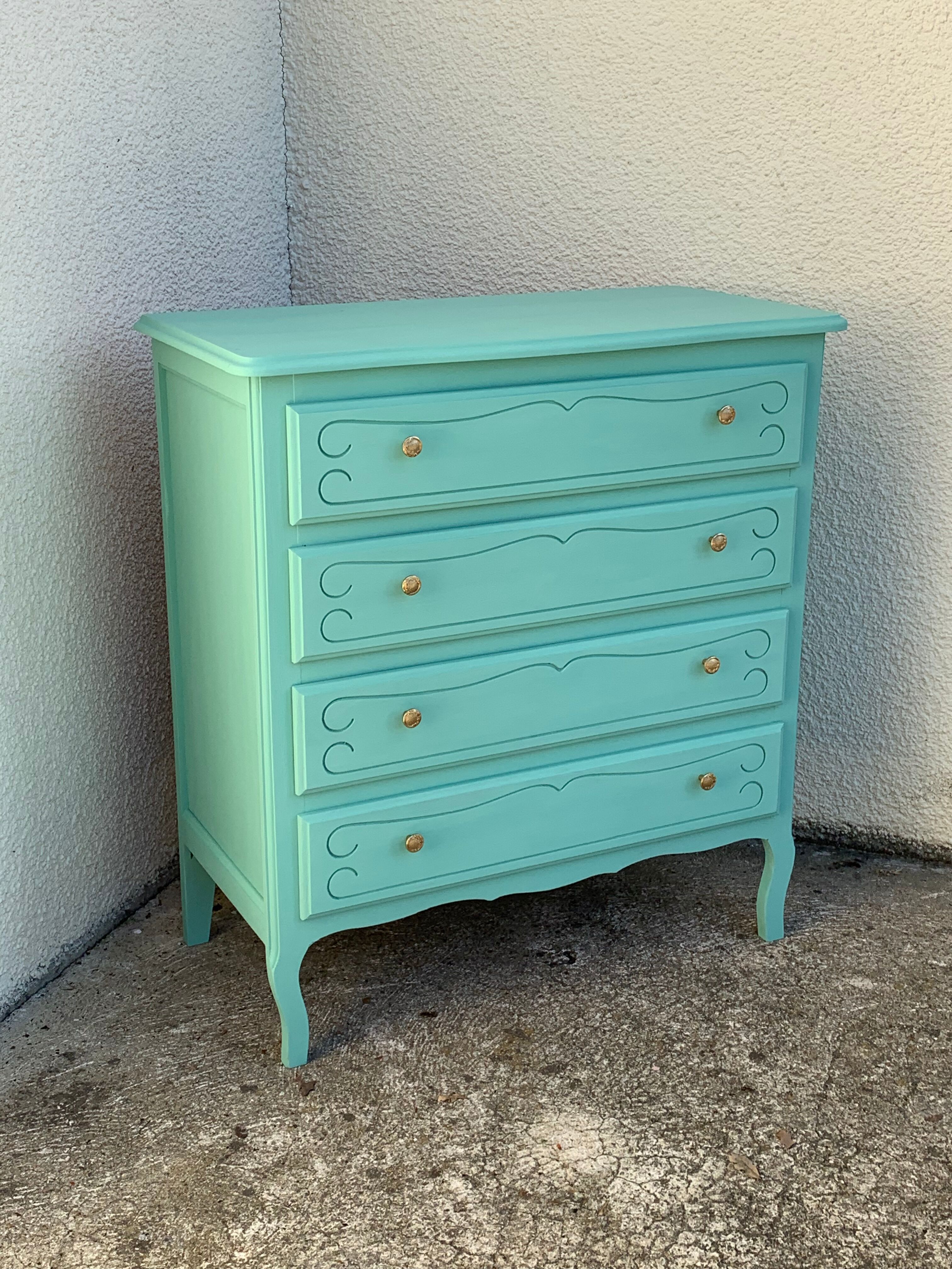 Vintage mint green chest of drawers 1950