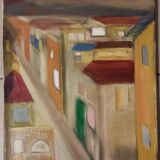 Original painting – Colorful urban scene – Signed