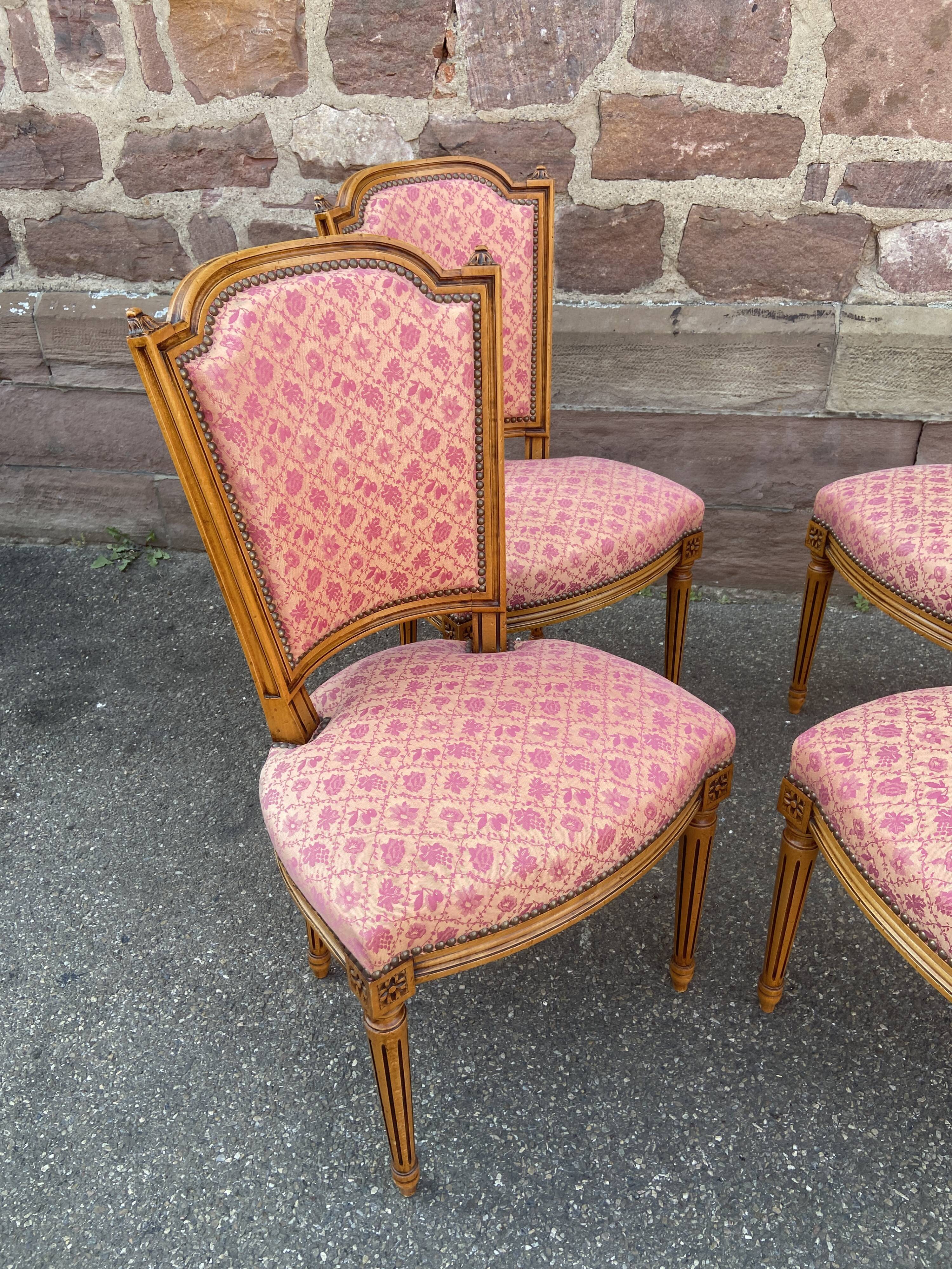 Set of 4 vintage Louis XVI style French chairs