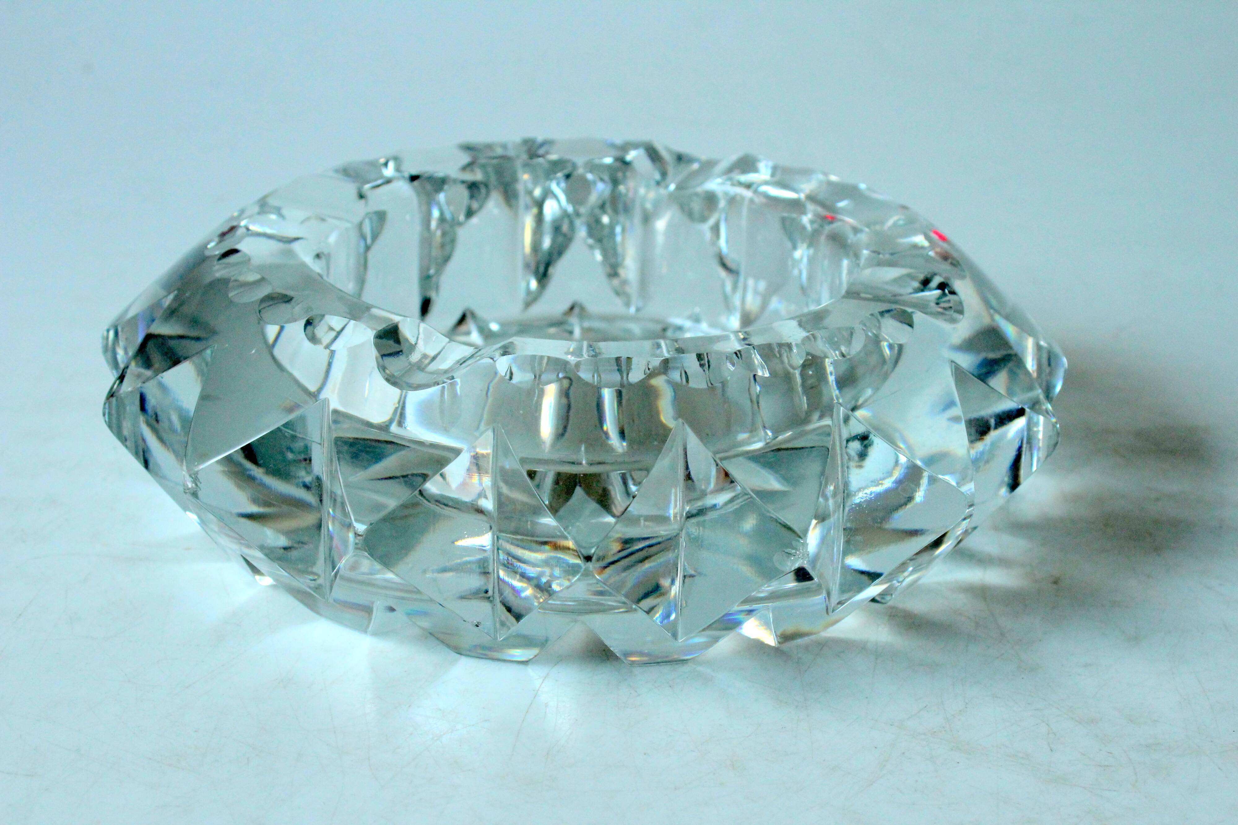 1970s vintage - lead crystal glass ashtray