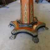 Gueridon marquetry and bronze central foot harness