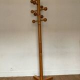 Varnished pine coat rack