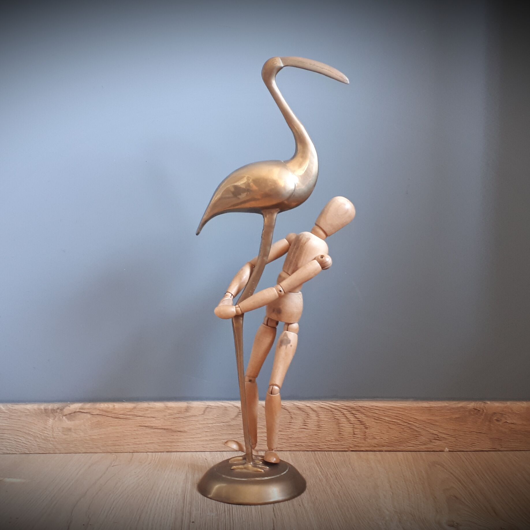 Brass pink flamingo
