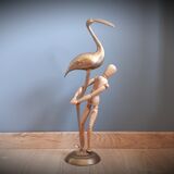 Brass pink flamingo