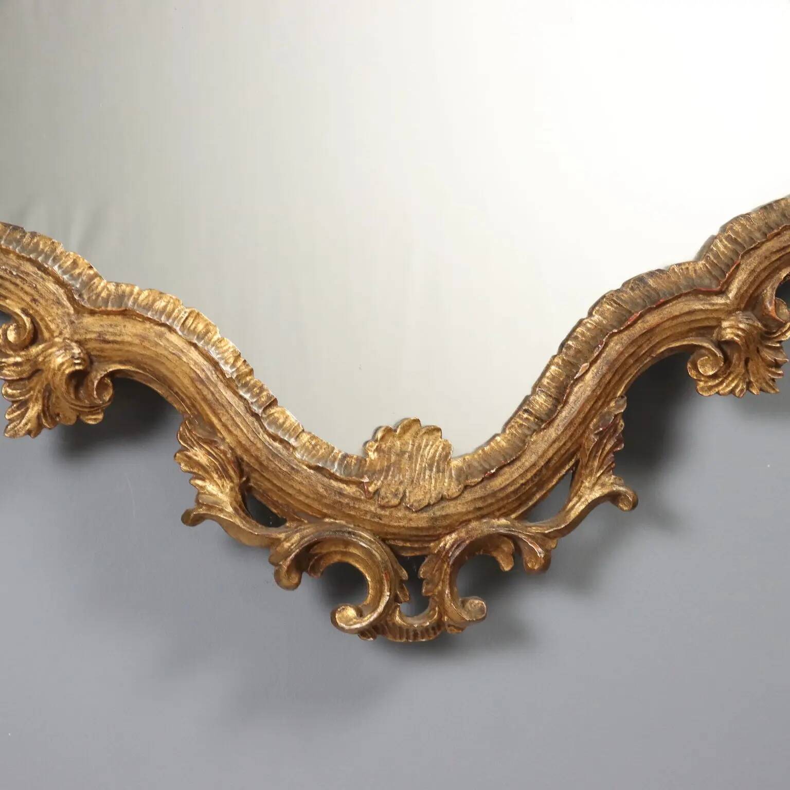 Antique carved and gilded wooden mirror, Italy, 19th century