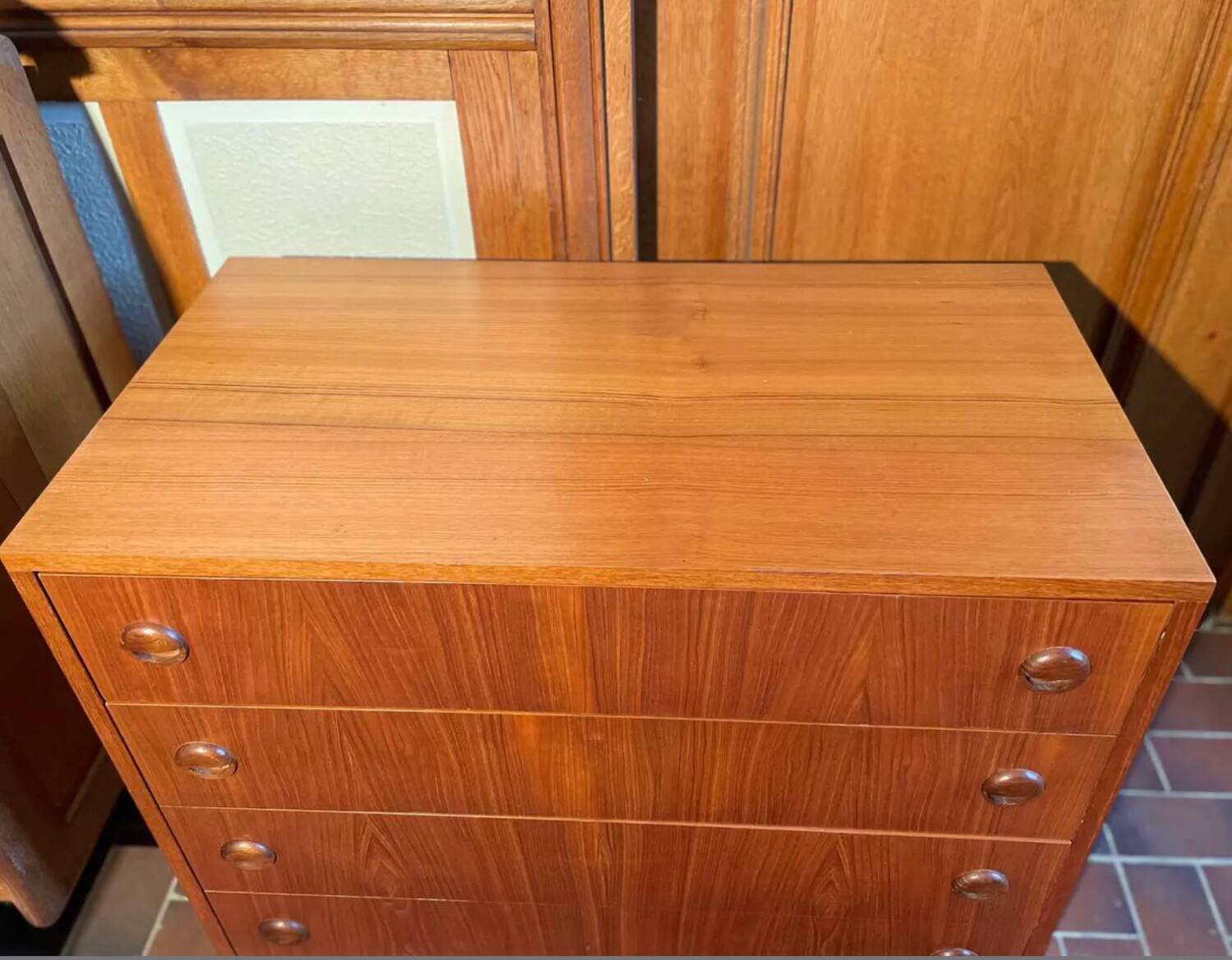 Vintage teak bookcase chest of drawers