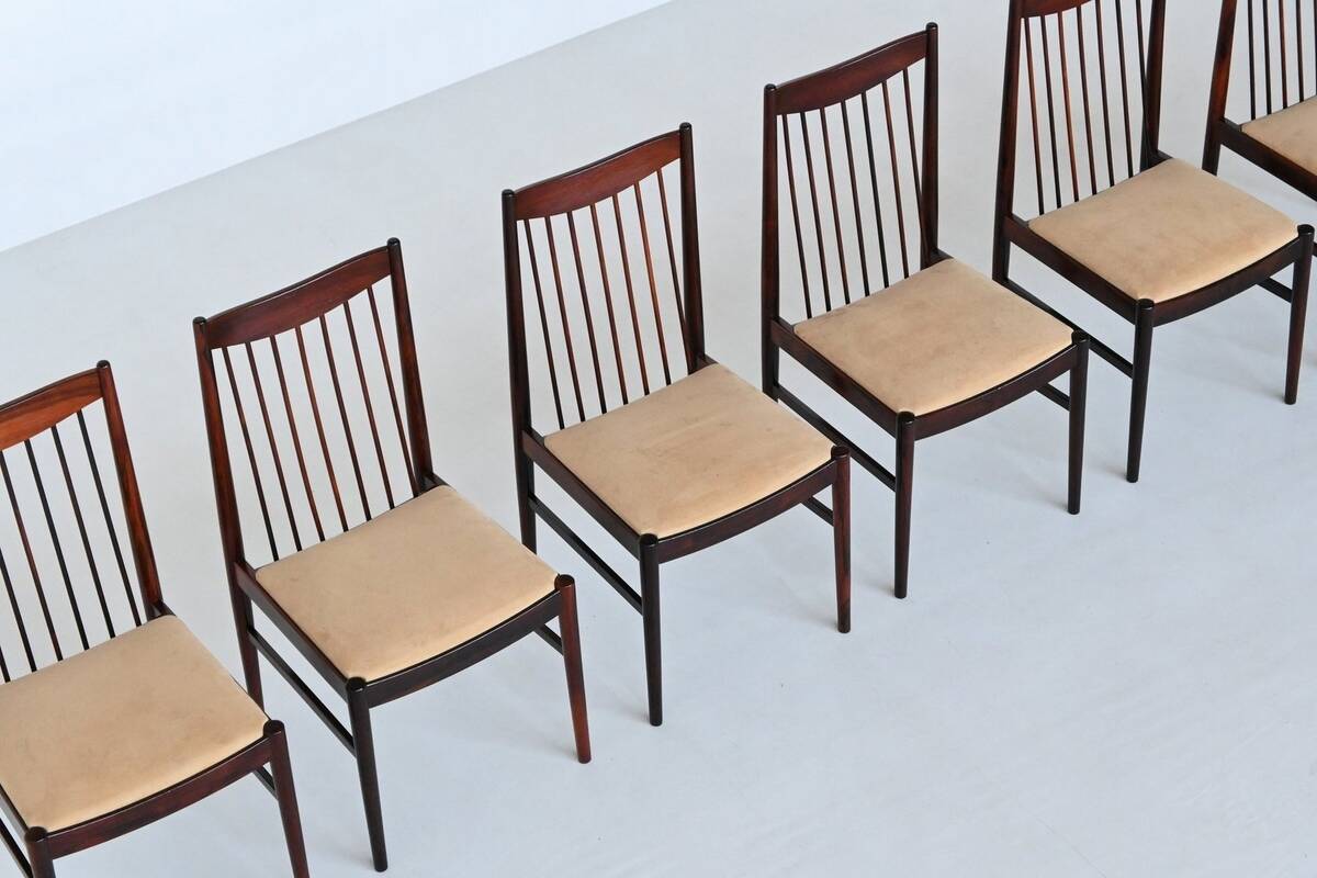 Helge Sibast set of six dining chairs in rosewood Denmark 1960