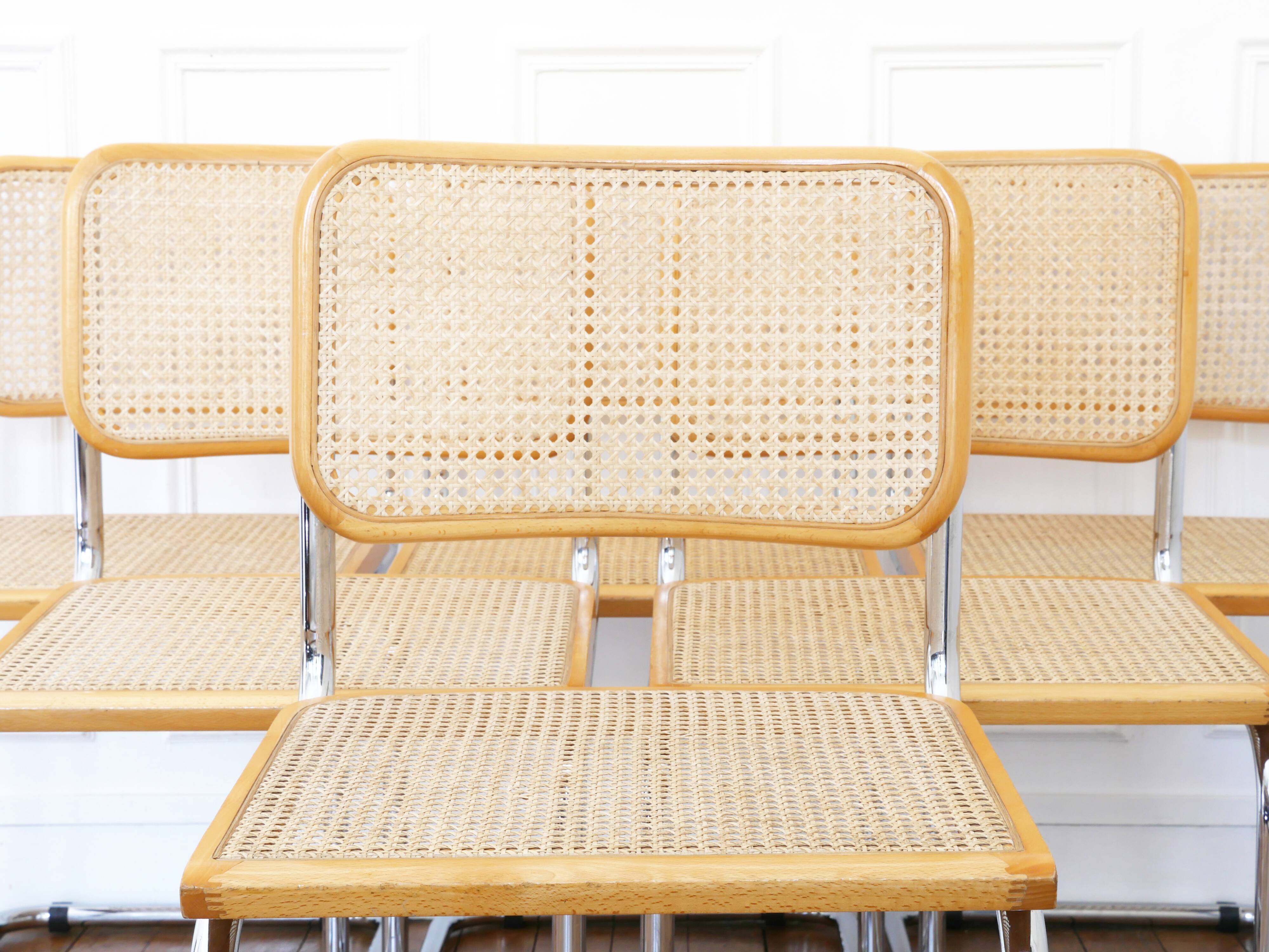 6 Cesca B32 Breuer Chairs Made in Italy - Canework of the seats redone
